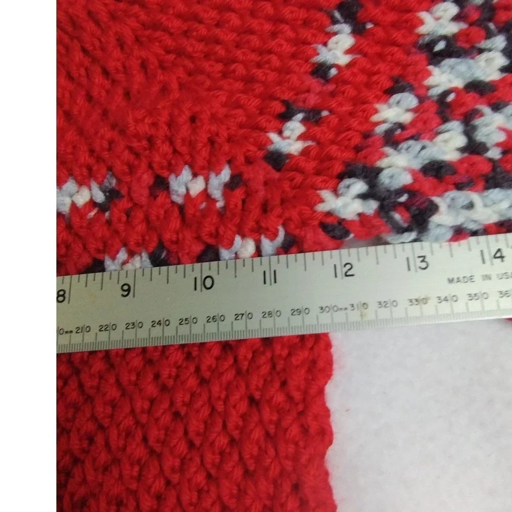 Handmade Knit‎ Sweater & Hat Set Red Multicolor Toddler Size 4T–5T Winter